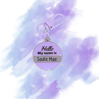 Purple Pet Tag - Hello! My name is _