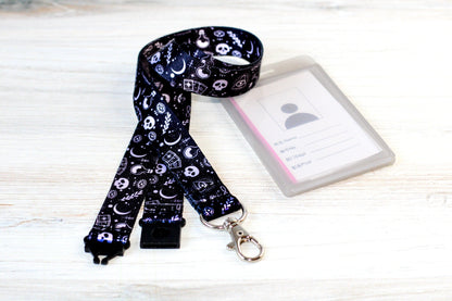 Tarot lanyard,badge holder,Witchy,lanyard,Moon and skulls lanyard,Boho,Tarot card,Moon tarot,Keychain