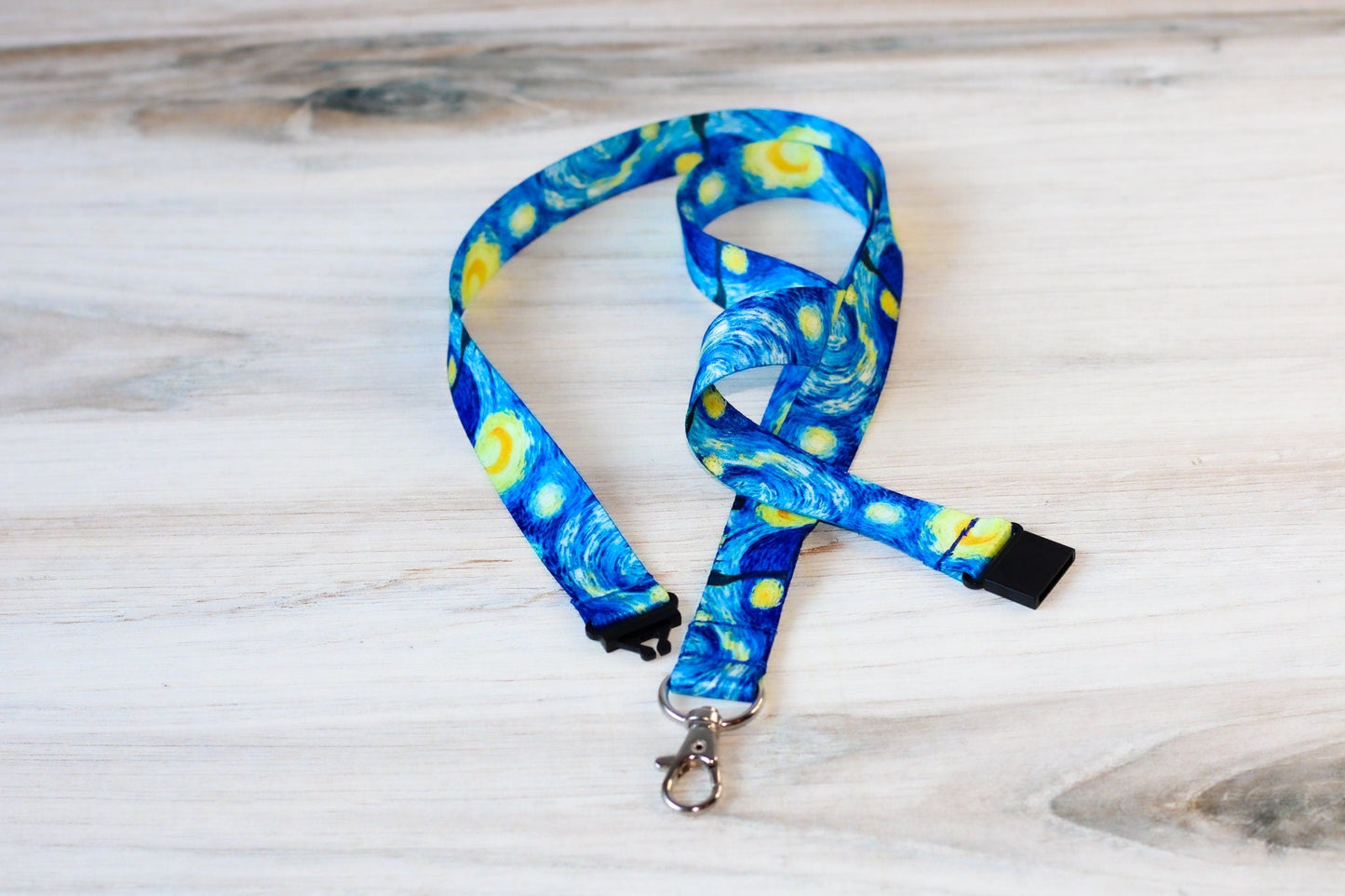 Starry night lanyard , Van Gogh Starry Night , Painting , Blue lanyard, Badge holder, Keychain , Id badge holder, Teacher lanyard