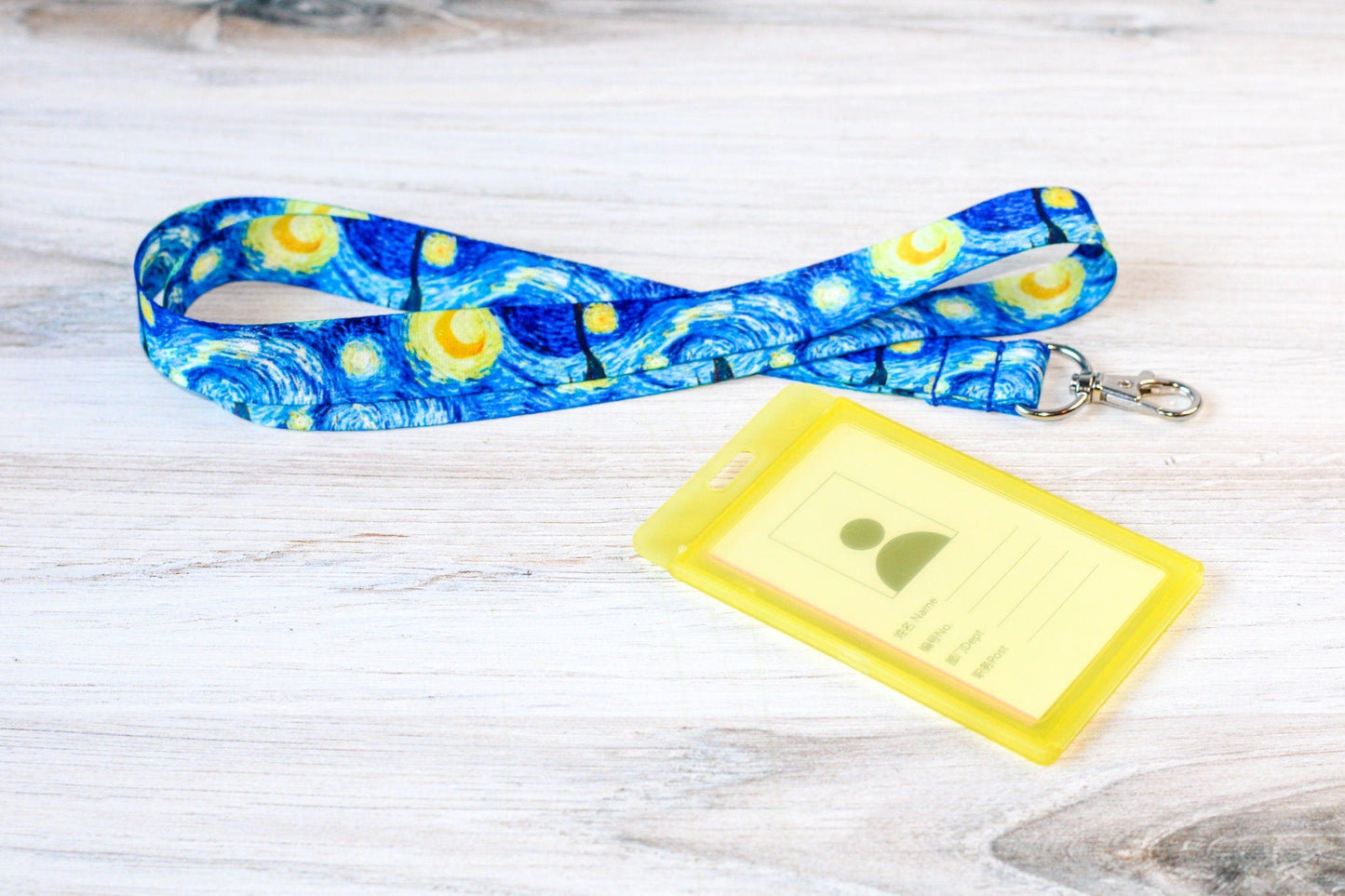 Starry night lanyard , Van Gogh Starry Night , Painting , Blue lanyard, Badge holder, Keychain , Id badge holder, Teacher lanyard