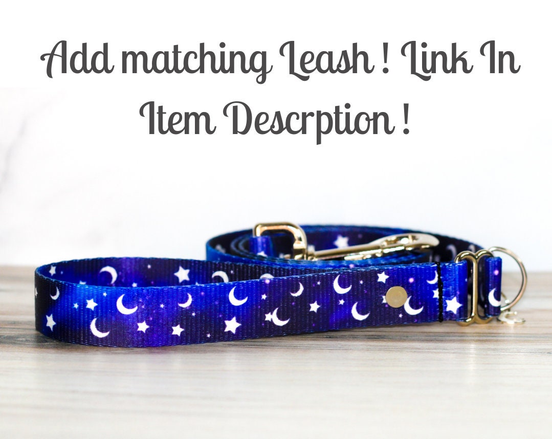 Midnight moon collar,Moon dog collar,Star dog collar,Space Collar,Moon and star Dog Collar,Galaxy dog collar, Witchy collar, cat collar