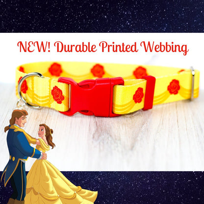 Library Princess, Pet collar, Beauty and the Beast, Princess Dog collar, Belle's dress for pet,Wide Cat collar