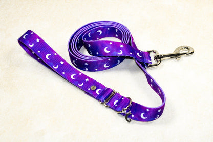 Purple Galaxy Leash, Moon and Star , Dog leash, Purple star leash