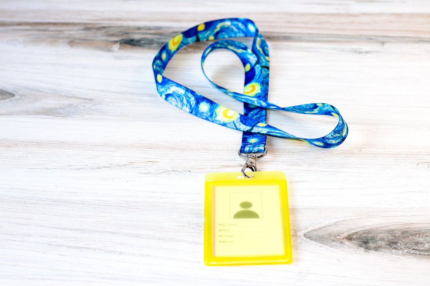 Starry night lanyard , Van Gogh Starry Night , Painting , Blue lanyard, Badge holder, Keychain , Id badge holder, Teacher lanyard