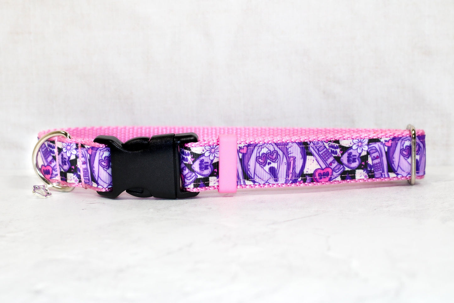 Sidney, Cat collar, Dog collar, Horror pet collar, Halloween collar, Witchy collar, Spooky ghost, Purple and pink collar