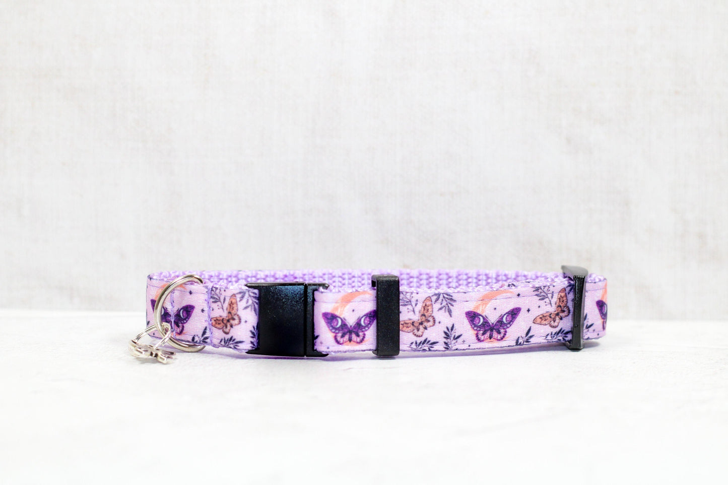 Lunar Moon Butterfly,Butterfly Dog collar, Moon Cat and dog collar,Light purple moon and butterfly dog and cat collar, Adjustable collar,