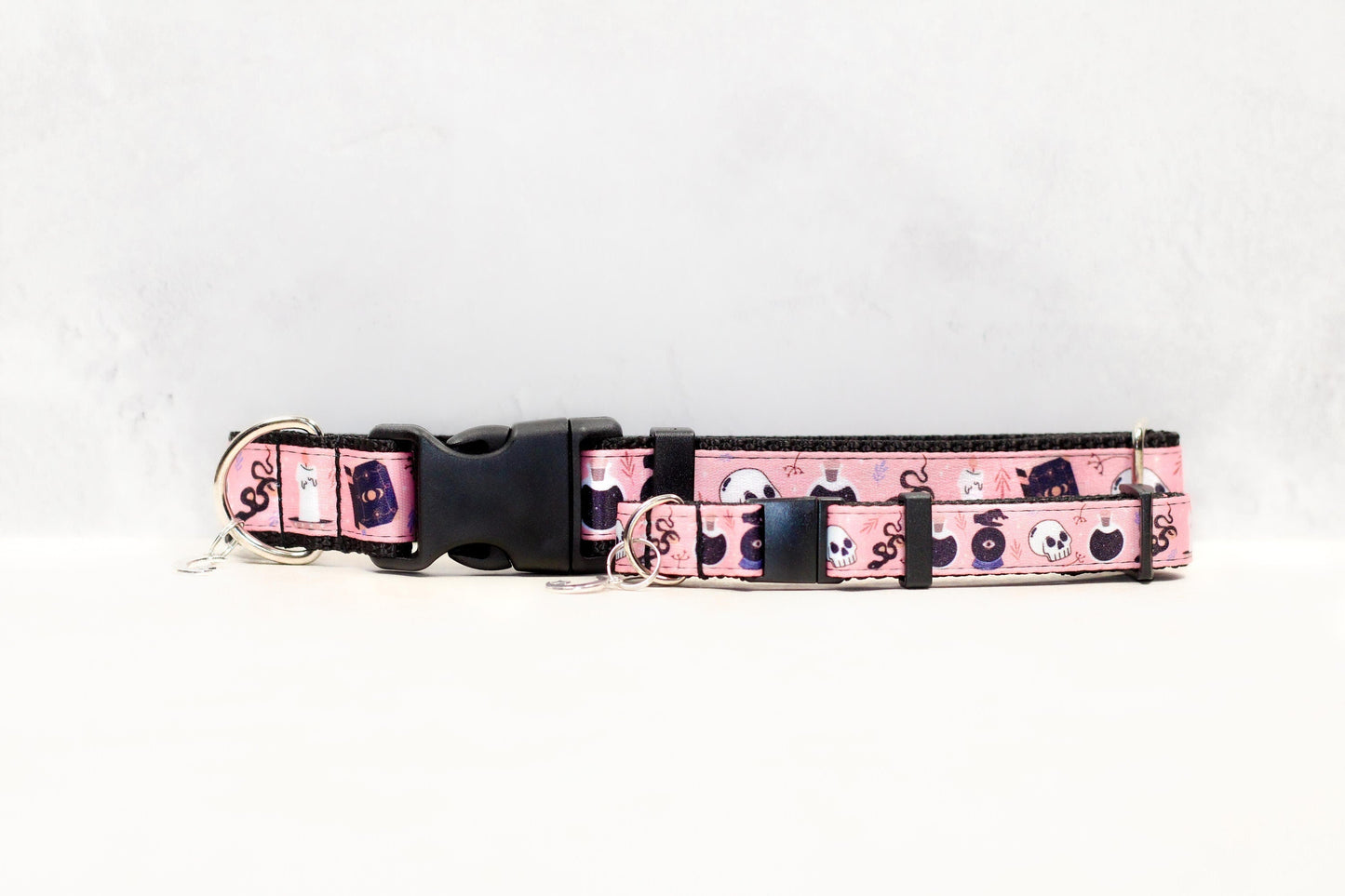 Cutie spell, Pink witch dog collar, Spooky Cute Collar, Spellbook & witchy things cat Collar, Cute Halloween, Pretty Girly Dog Collar,