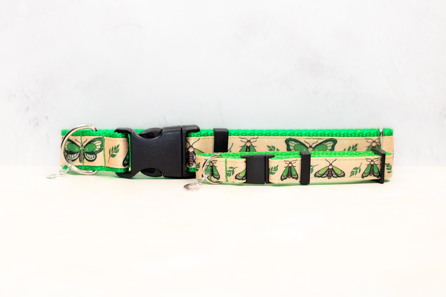 Lunar moth , Green dog collar, Moth and moon collar, Breakaway cat collar, Lime green cat collar, Lunar moth dog collar