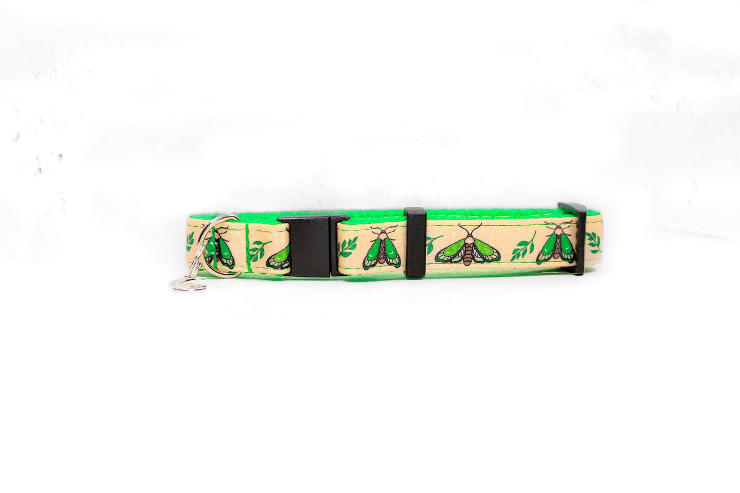 Lunar moth , Green dog collar, Moth and moon collar, Breakaway cat collar, Lime green cat collar, Lunar moth dog collar