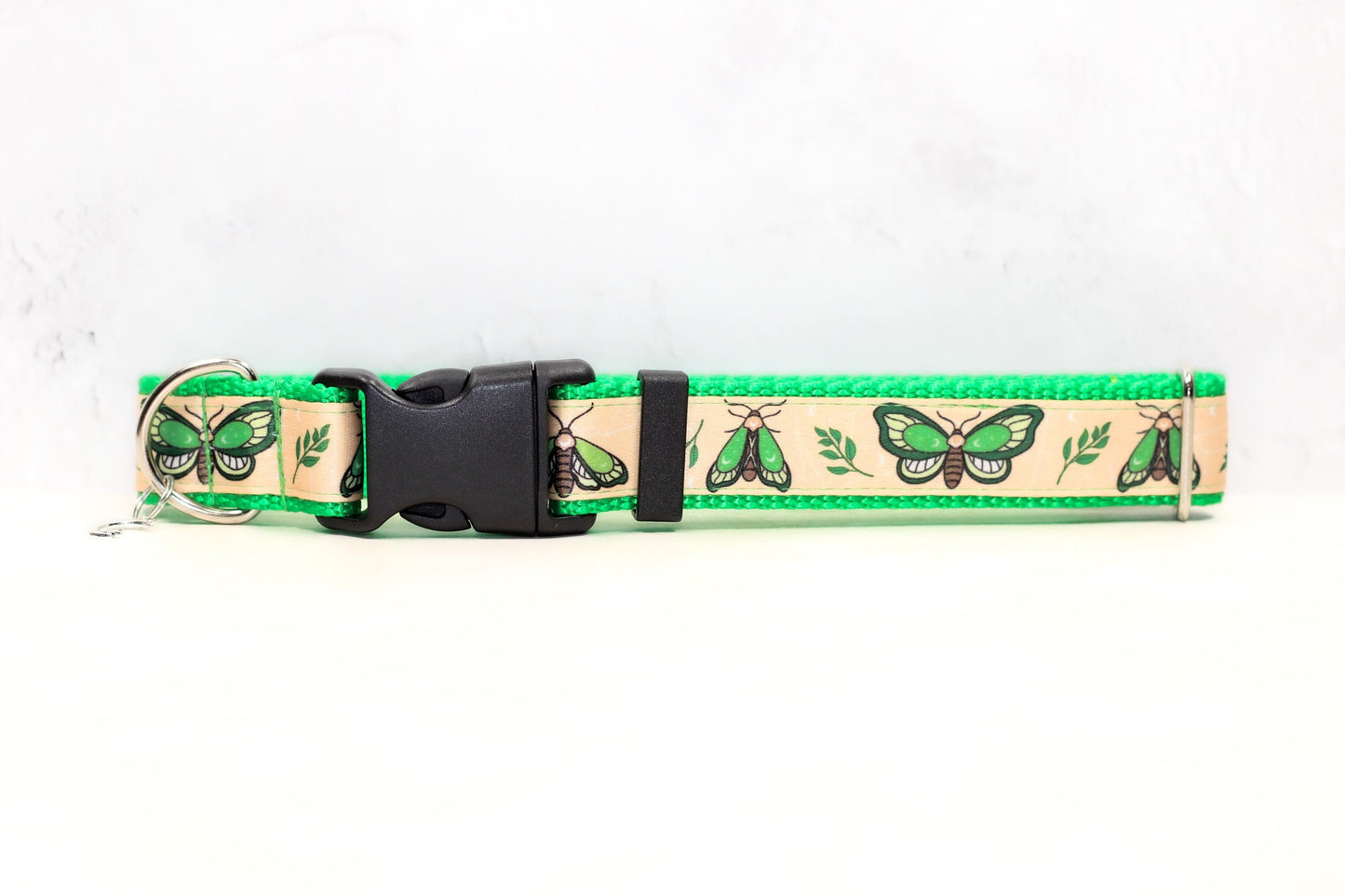 Lunar moth , Green dog collar, Moth and moon collar, Breakaway cat collar, Lime green cat collar, Lunar moth dog collar