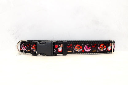 Spell cast , Halloween collar, Spooky Cat collar, Red and black dog collar, Witchy collar, Personalized,