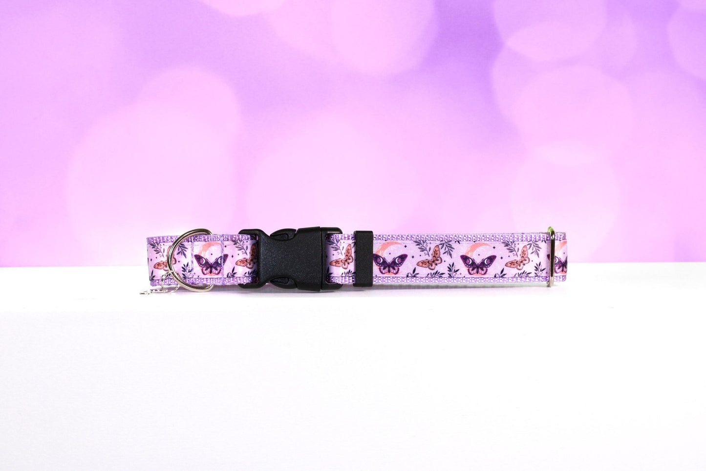 Lunar Moon Butterfly,Butterfly Dog collar, Moon Cat and dog collar,Light purple moon and butterfly dog and cat collar, Adjustable collar,