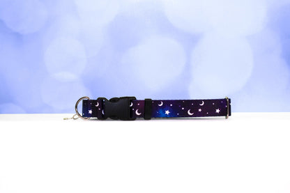 Midnight moon collar,Moon dog collar,Star dog collar,Space Collar,Moon and star Dog Collar,Galaxy dog collar, Witchy collar, cat collar