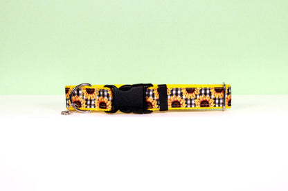 Sunflower plaid, Sunflower Dog Collar, Sunflower Cat Collar, Sunflower Collar, Fall dog collar, Fall cat collar , Floral dog collar