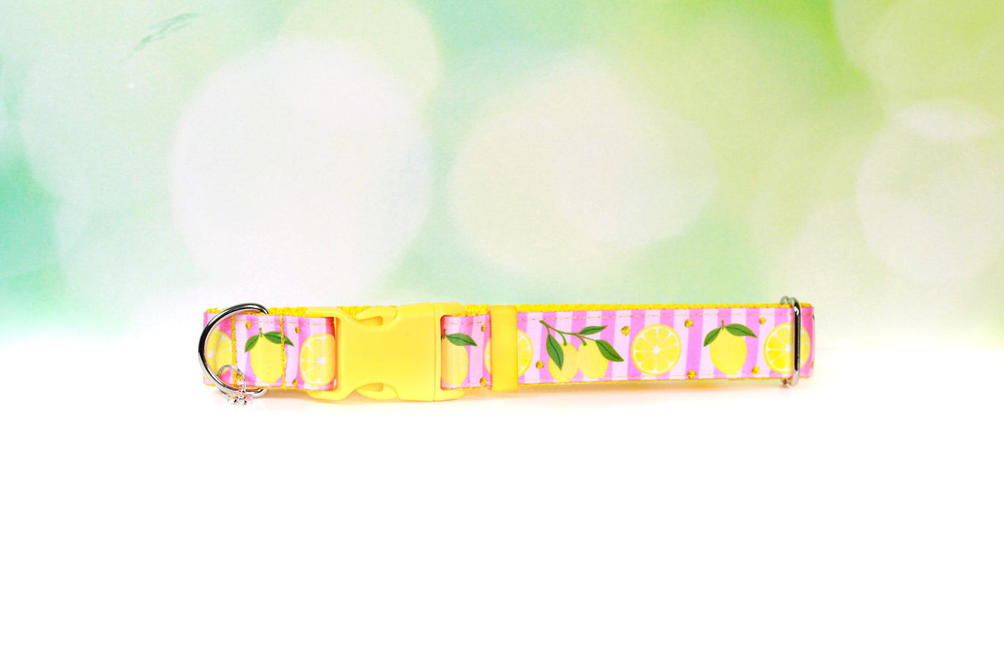 Pink Lemon dog collar, Fruit dog collar, Lemonade, Summer dog collar, Spring dog collar, Cat collar, Lemon cat collar, Pink stripe collar