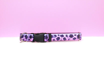 Purple poppy, Poppies dog collar, Poppy cat collar, Flower collar, Floral dog and cat collar, Purple collar, Girly dog collar, Pretty collar