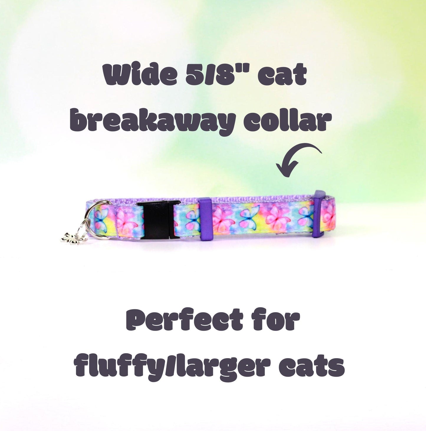 Rainbow Butterfly Dog collar , Purple dog collar, Purple cat collar, Rainbow dog collar, Cute dog collar, Girl dog collar, Adjustable Collar