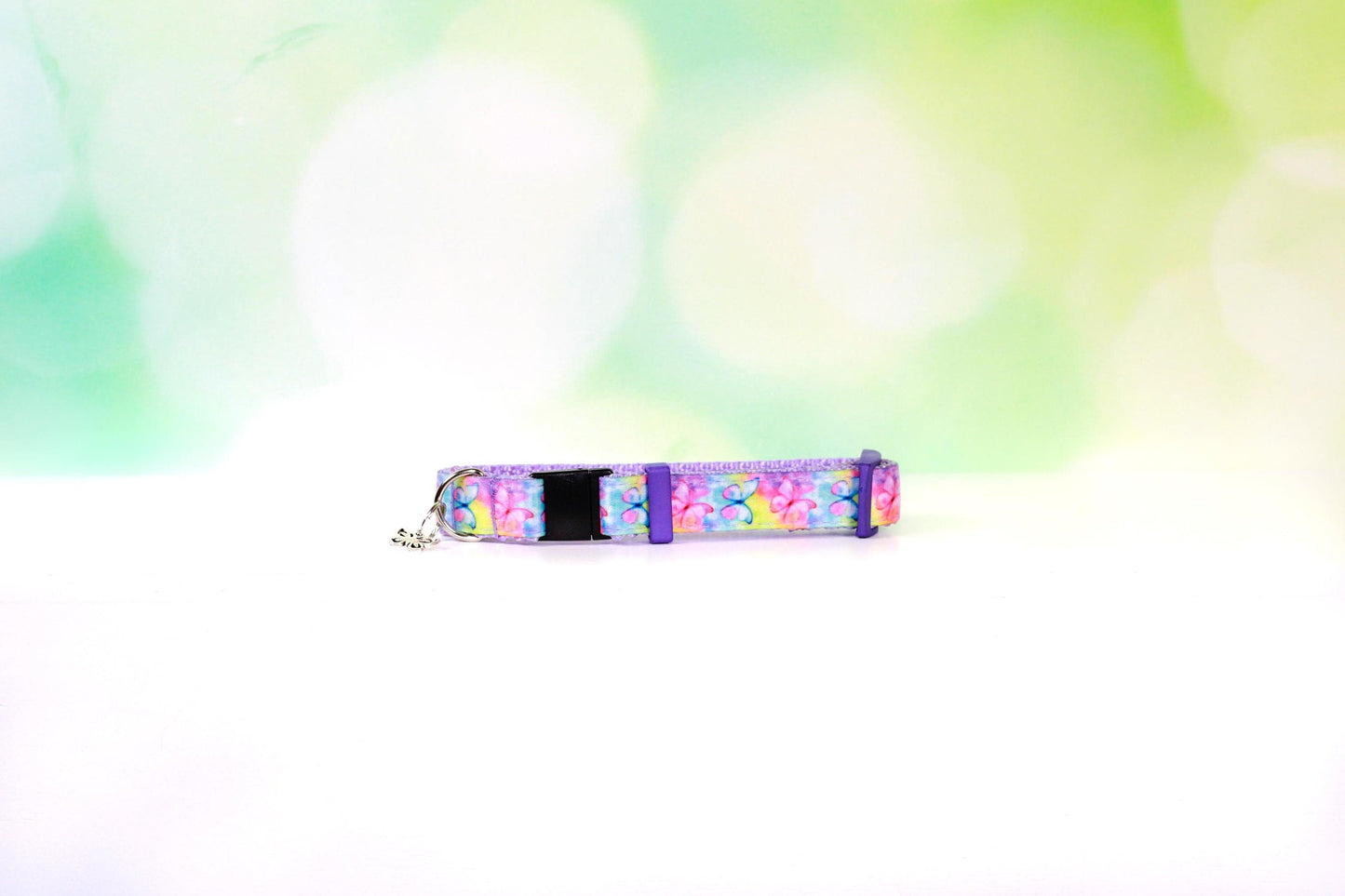 Rainbow Butterfly Dog collar , Purple dog collar, Purple cat collar, Rainbow dog collar, Cute dog collar, Girl dog collar, Adjustable Collar