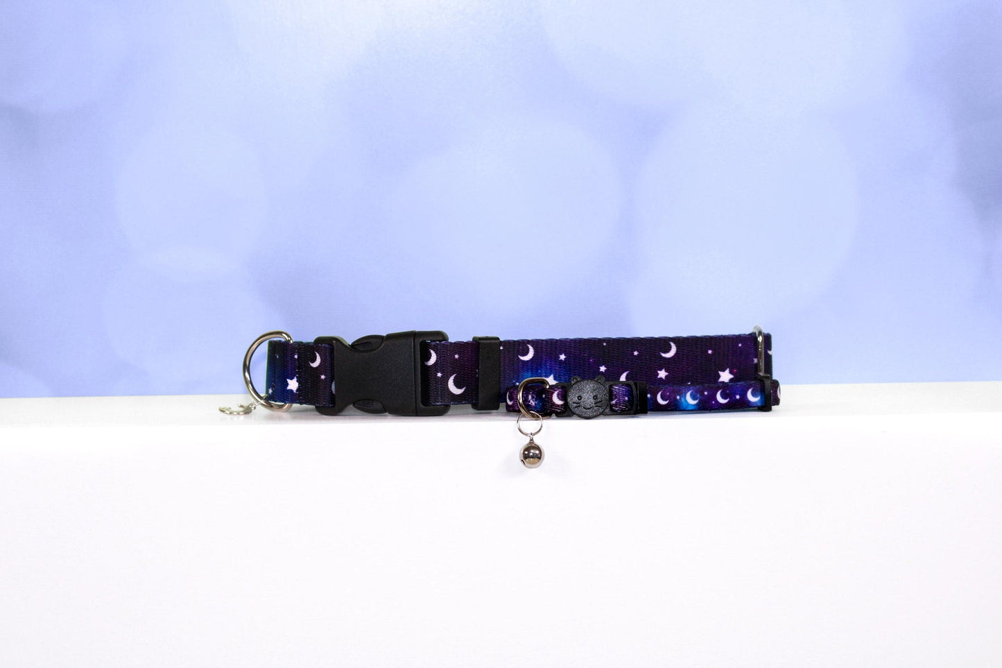 Midnight moon collar,Moon dog collar,Star dog collar,Space Collar,Moon and star Dog Collar,Galaxy dog collar, Witchy collar, cat collar