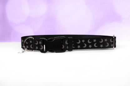 Reflective Dog collar, Cat Collar, Moon Cat collar, Moon and stars, Galaxy, Space, Witchy collar, High Vis reflect, Safety collar,