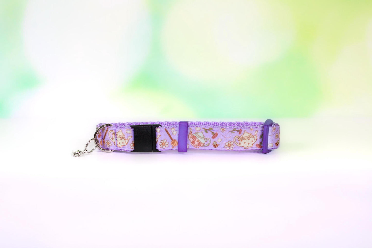 Tea party dog collar, Bee's and tea, Girly dog collar, Cute dog collar, Cat breakaway tea collar, Girly cat collar