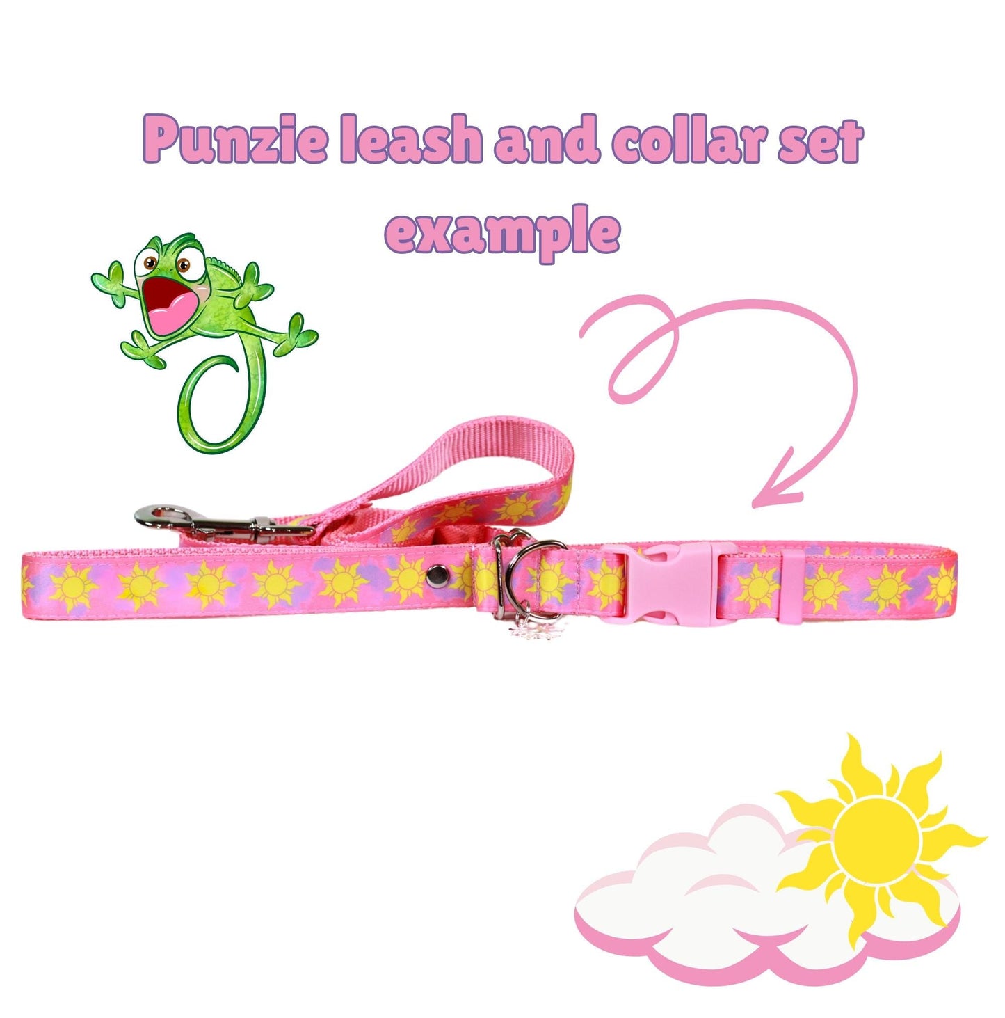 Rapunzel dog collar, Tangled Cat collar, Sun collar, Pretty pink collar, Disney princess, Purple adjustable collar, Sunny collar