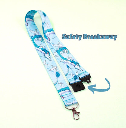 River Spirit- Haku dragon lanyard, Anime lanyard, Teacher lanyard, Safety breakaway lanyard,