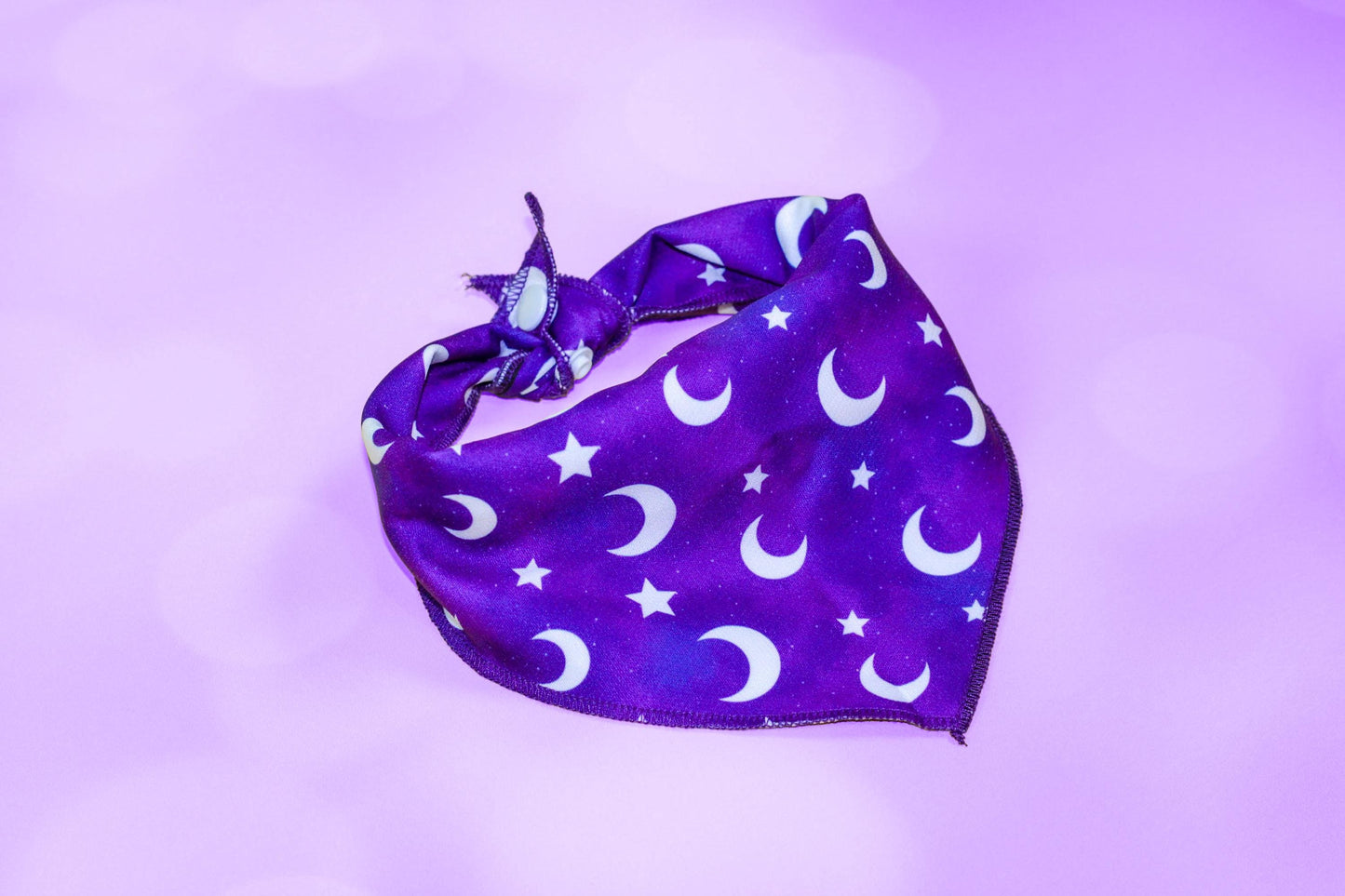 Purple moon and star bandana, Dog bandana, Cat bandana, Snap and tie bandana, Galaxy space bandana, Vibrant Purple bandana, Dog and cat