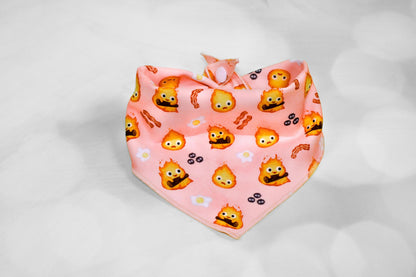 Fire demon bandana, Calcifer bandana, Dog and cat bandana, Tie and snap bandana,Anime bandana, Cute orange flame