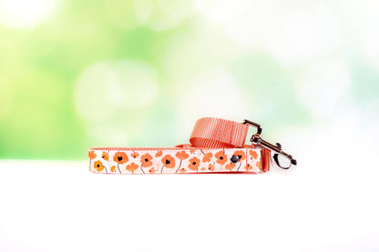 Orange Poppy Leash, Orange Dog lead, Flower floral leash, Multiple Length 2ft,3ft,4ft,5ft, and 6ft