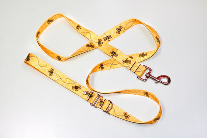 Honeybee leash, Honeycomb, and bee print leash, Dog lead, Multiple lengths, 2ft,3ft,4ft,5ft,6ft