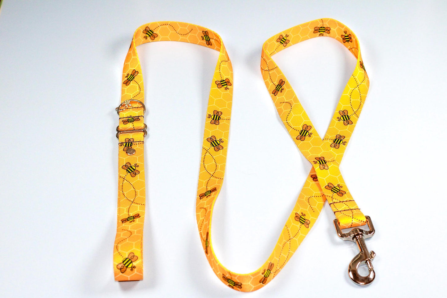 Honeybee leash, Honeycomb, and bee print leash, Dog lead, Multiple lengths, 2ft,3ft,4ft,5ft,6ft